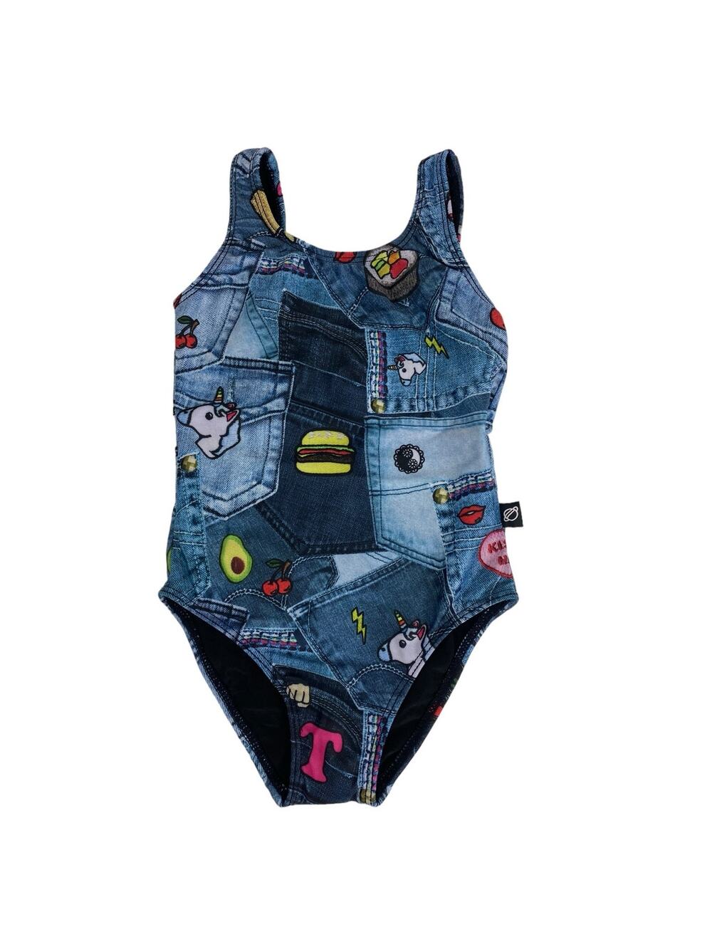 Terez Baby One Piece Denim Look  Hipstapatch Swimsuit NEW Size 2